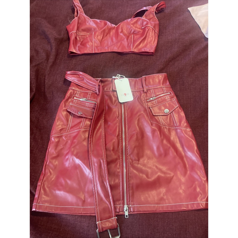 L Atiste By Amy 2 Pcs Faux Leather Skirt Set